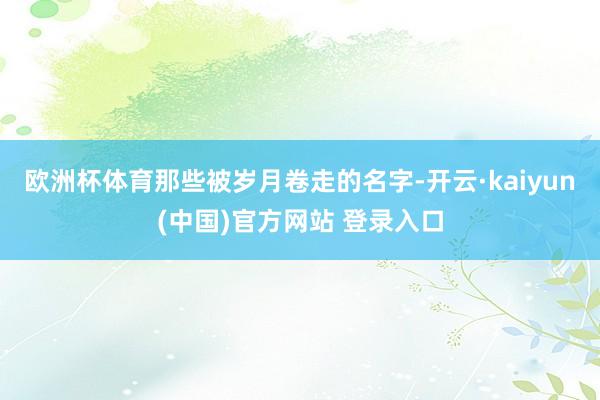 欧洲杯体育那些被岁月卷走的名字-开云·kaiyun(中国)官方网站 登录入口