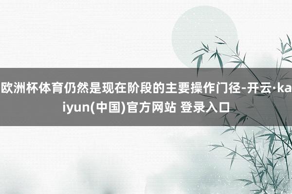 欧洲杯体育仍然是现在阶段的主要操作门径-开云·kaiyun(中国)官方网站 登录入口