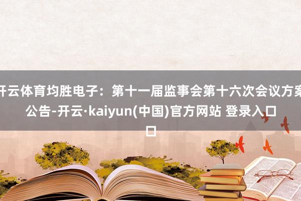 开云体育均胜电子：第十一届监事会第十六次会议方案公告-开云·kaiyun(中国)官方网站 登录入口