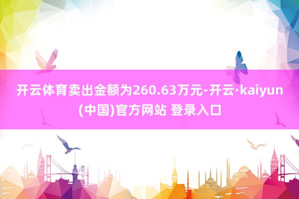 开云体育卖出金额为260.63万元-开云·kaiyun(中国)官方网站 登录入口