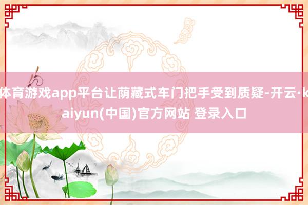 体育游戏app平台让荫藏式车门把手受到质疑-开云·kaiyun(中国)官方网站 登录入口