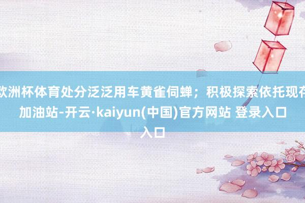 欧洲杯体育处分泛泛用车黄雀伺蝉；积极探索依托现存加油站-开云·kaiyun(中国)官方网站 登录入口