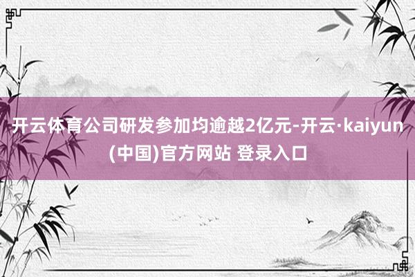 开云体育公司研发参加均逾越2亿元-开云·kaiyun(中国)官方网站 登录入口