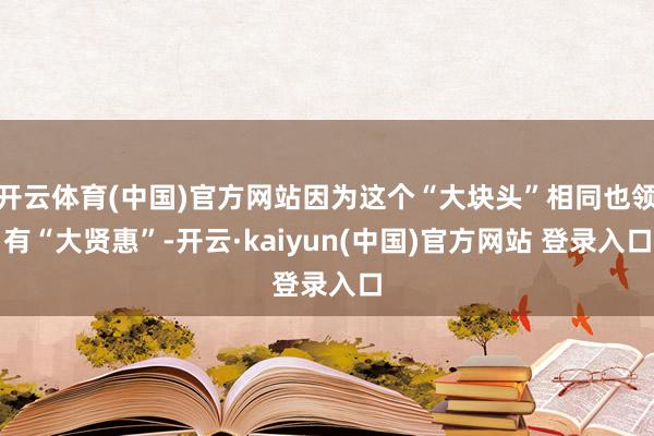 开云体育(中国)官方网站因为这个“大块头”相同也领有“大贤惠”-开云·kaiyun(中国)官方网站 登录入口