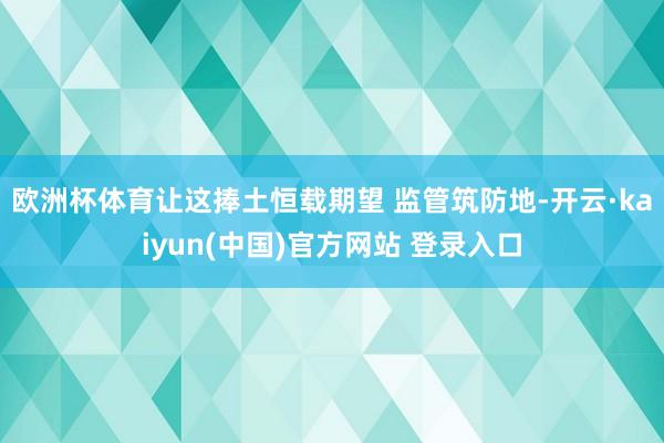 欧洲杯体育让这捧土恒载期望 监管筑防地-开云·kaiyun(中国)官方网站 登录入口