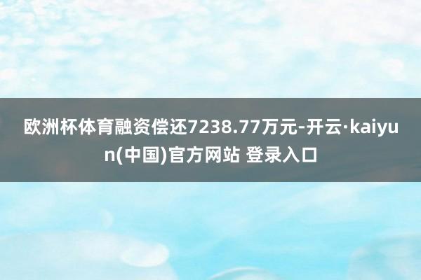 欧洲杯体育融资偿还7238.77万元-开云·kaiyun(中国)官方网站 登录入口