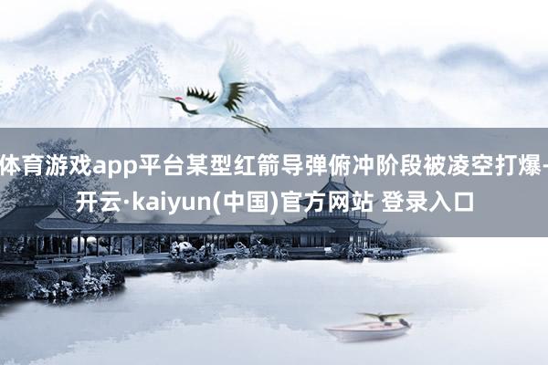 体育游戏app平台某型红箭导弹俯冲阶段被凌空打爆-开云·kaiyun(中国)官方网站 登录入口
