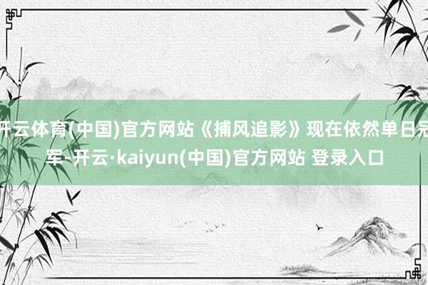 开云体育(中国)官方网站《捕风追影》现在依然单日冠军-开云·kaiyun(中国)官方网站 登录入口